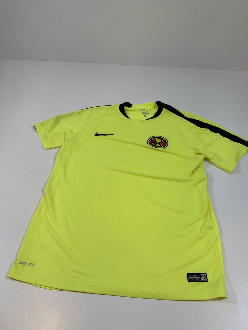 Club America Jersey Mens Large Yellow Liga MX Soccer Nike Dri-FIT 688311-702